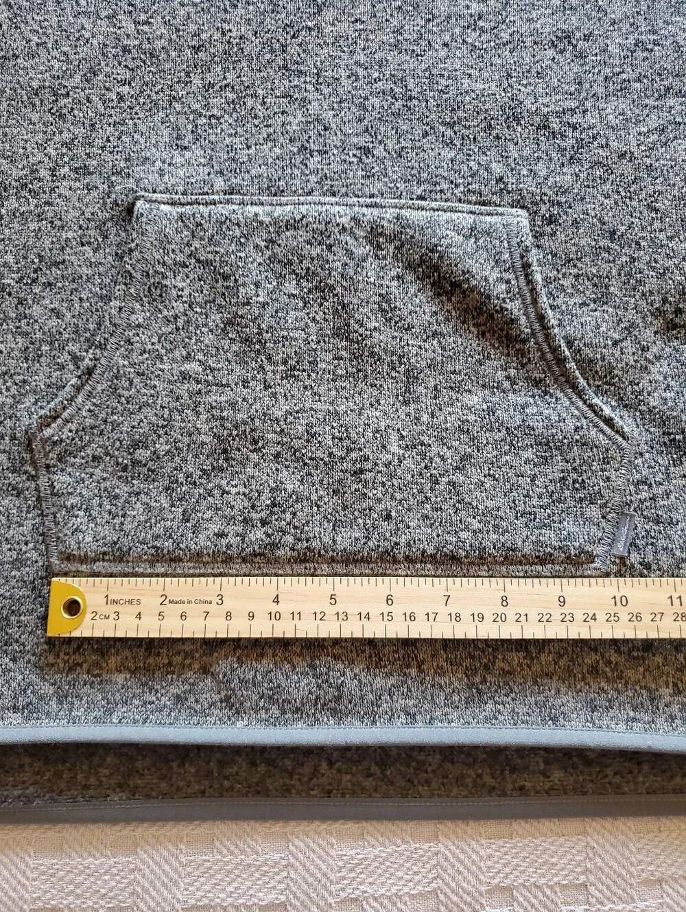 Eddie Bauer Grey Knit Fleece Pullover Hooded Poncho Cape L XL